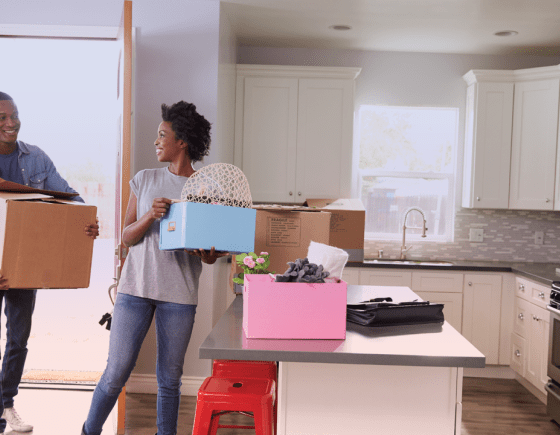 Young family moving into a new home
