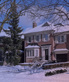a suburban neighborhood in winter