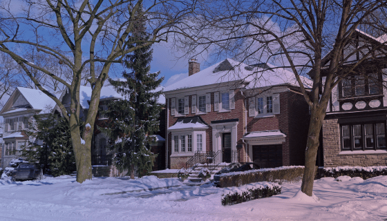 a suburban neighborhood in winter
